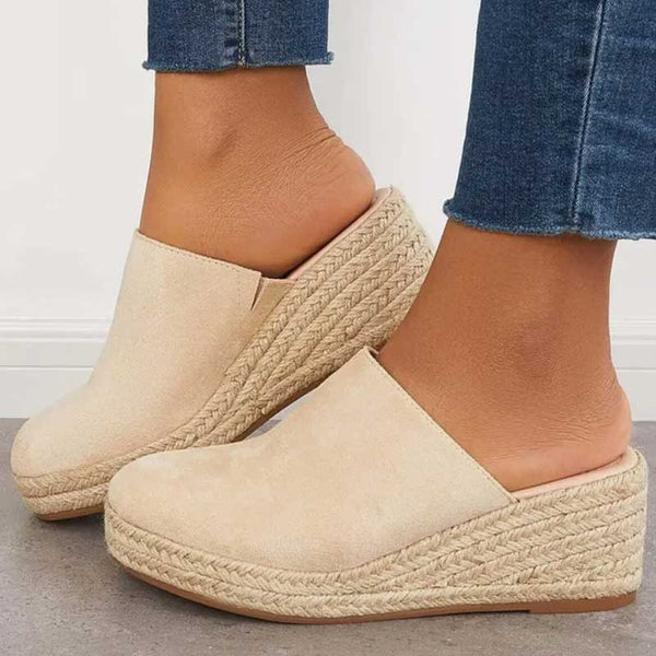 Womens Espadrille Wedge Sandals Closed Toe Slip-On
