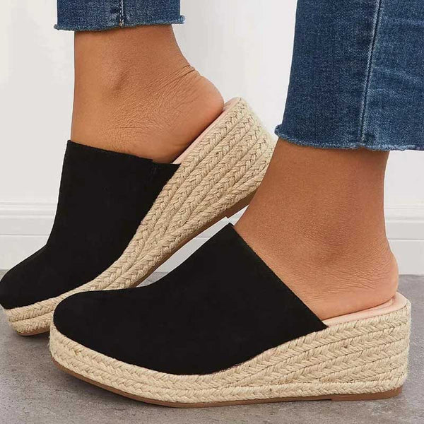 Womens Espadrille Wedge Sandals Closed Toe Slip-On