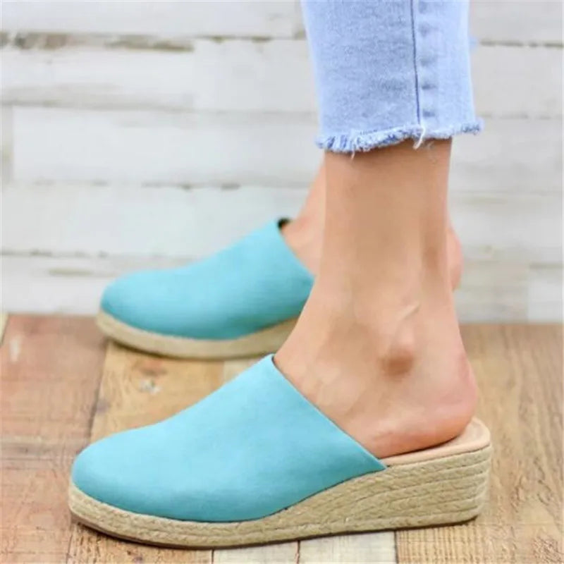 Womens Espadrille Wedge Sandals Closed Toe Slip-On