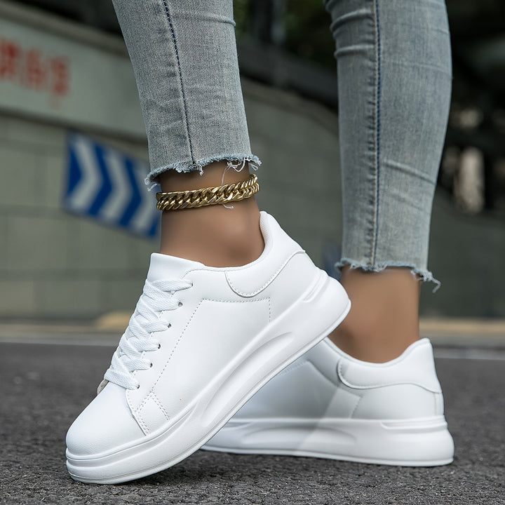 Womens Lace-Up Trainers with Thick Sole - Clovrio