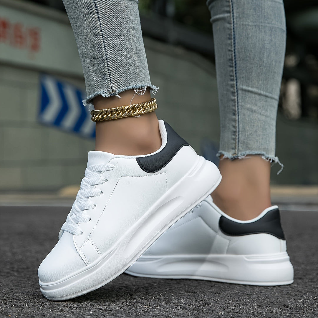 Womens Lace-Up Trainers with Thick Sole