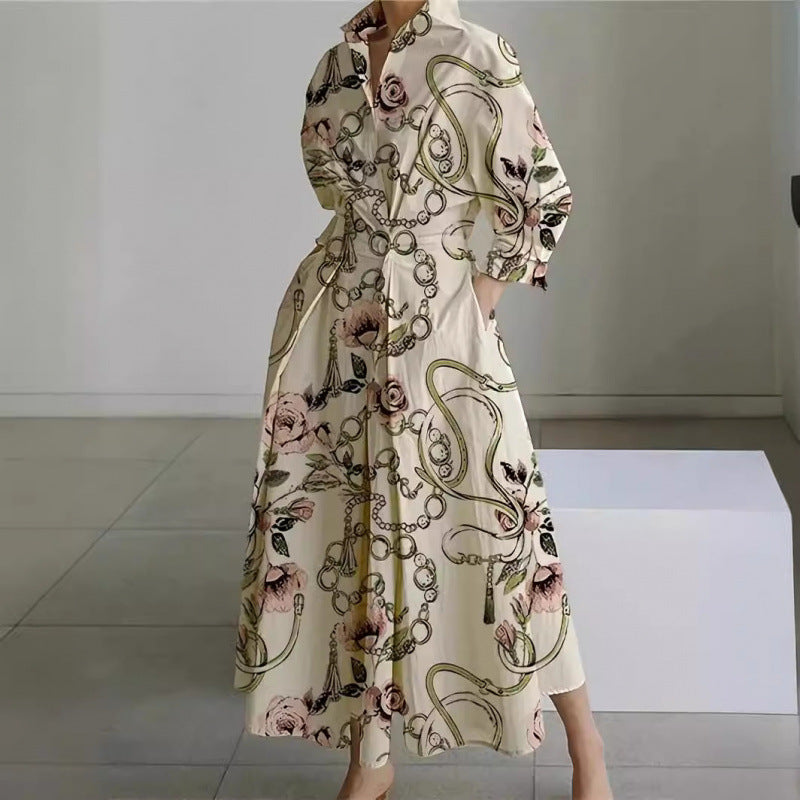 Womens Wrap Midi Dress Collared Long Sleeve