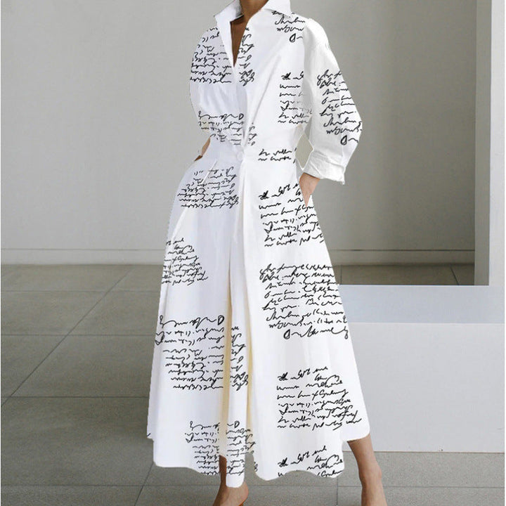 Womens Wrap Midi Dress Collared Long Sleeve
