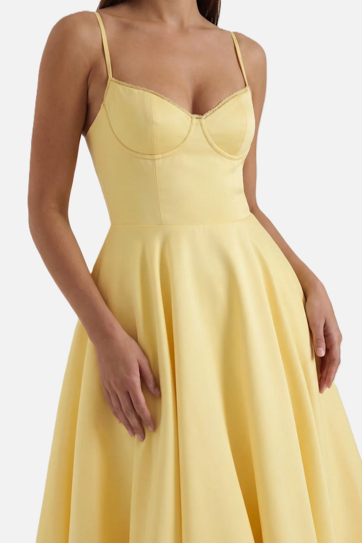 Womens Midi Dress Bustier Sweetheart Neckline Full Circle Tulle Hem