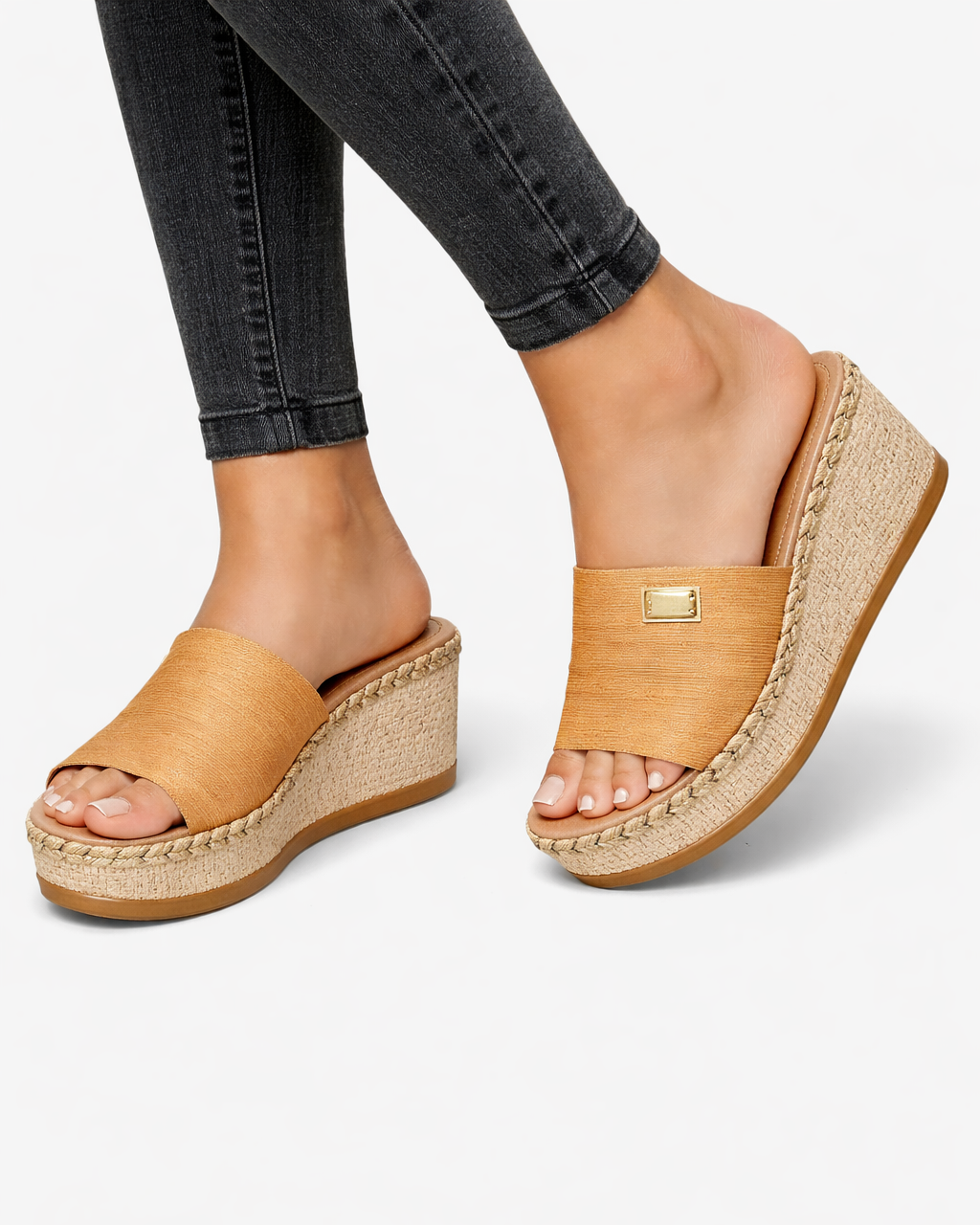 Womens Wedge Slide Sandals Espadrille Platform Open Toe