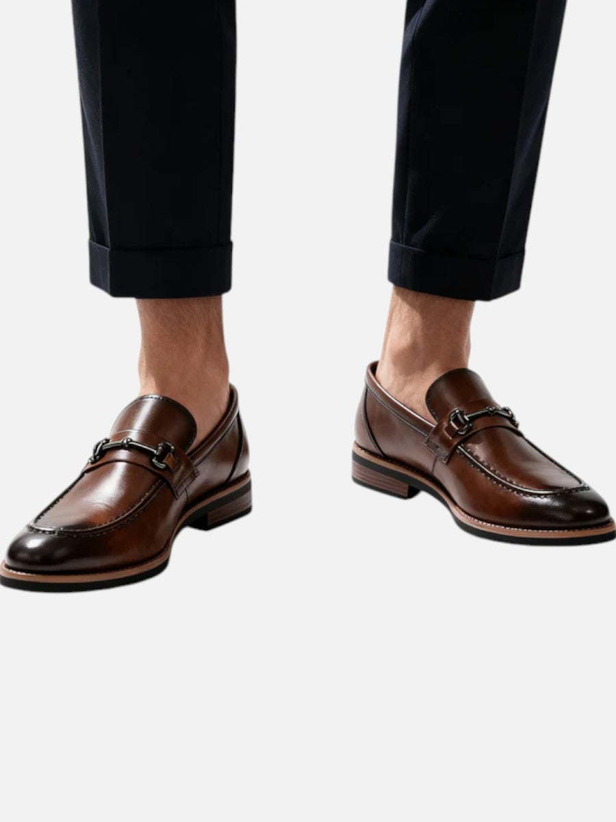 Men's Classic Polished Leather Slip-On Loafers