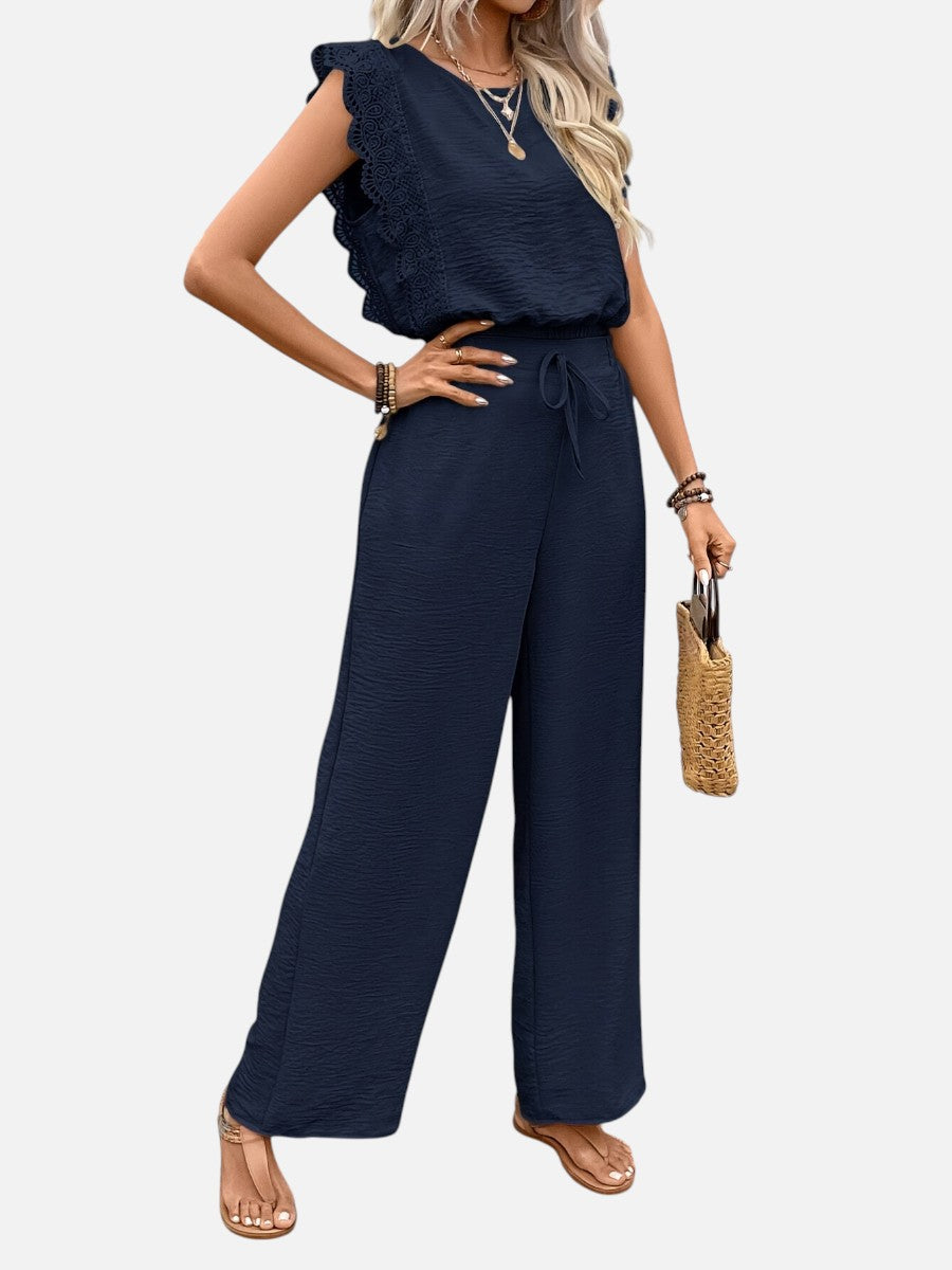 Women's Casual Relaxed Top and Wide Leg Trousers Set