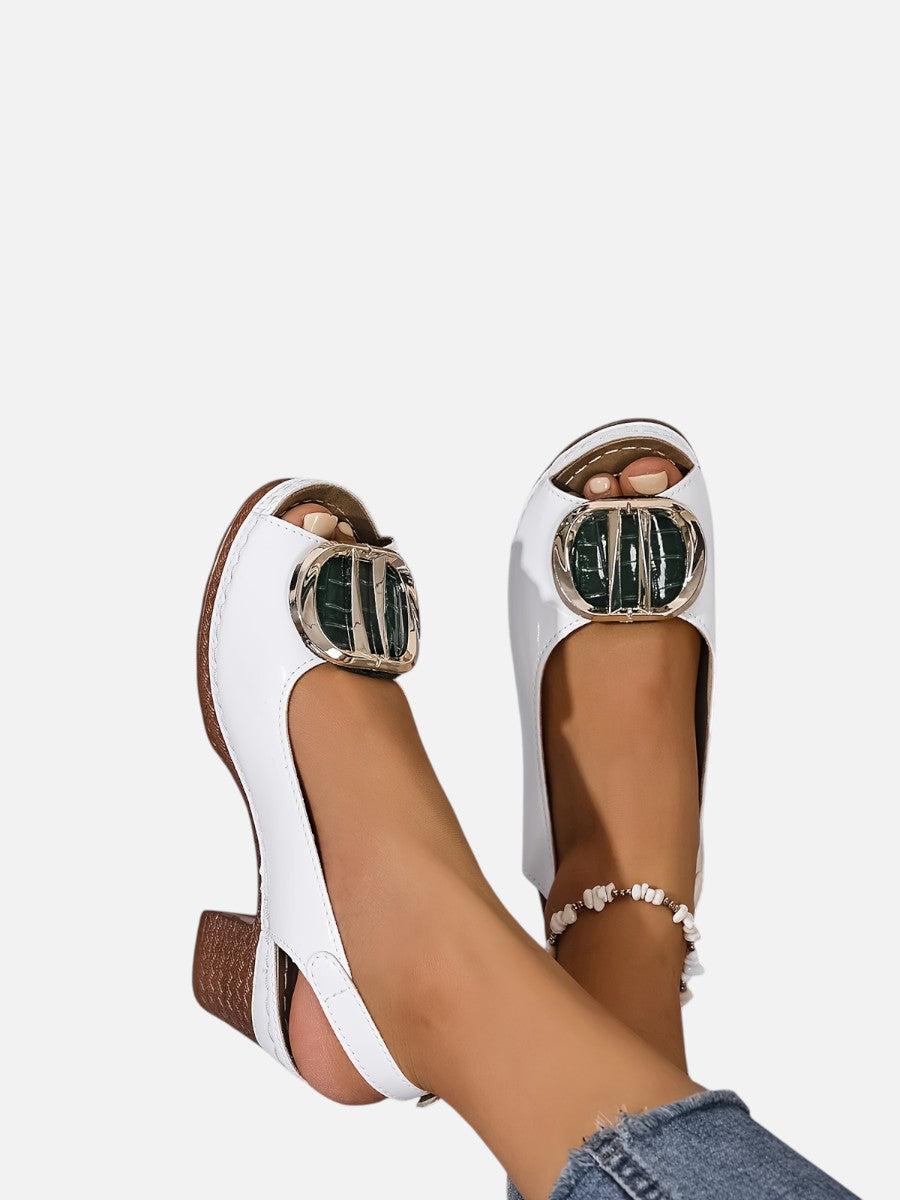Women's Stylish Glossy Leather Strap Heels
