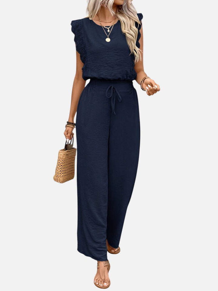 Women's Casual Relaxed Top and Wide Leg Trousers Set