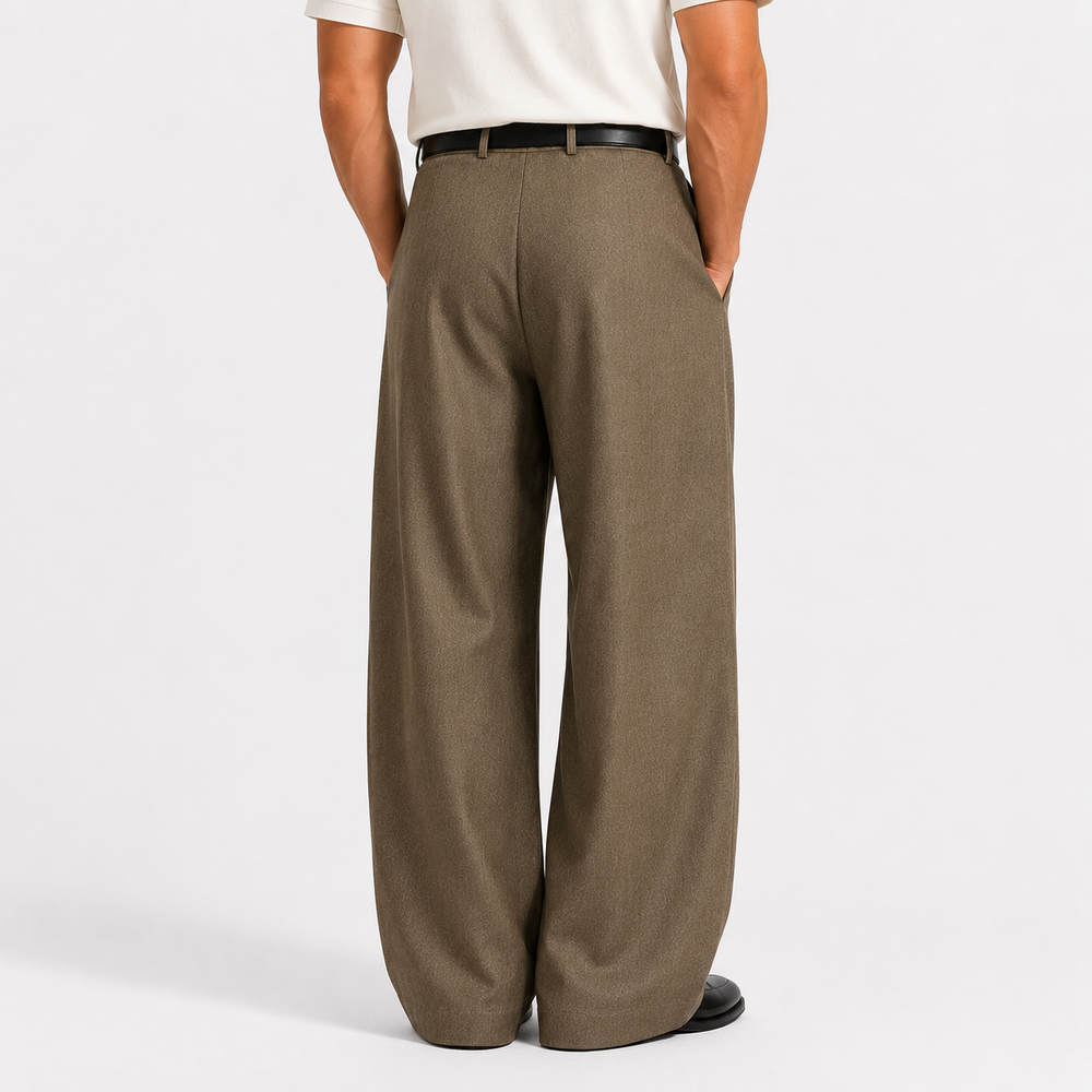 Men's Relaxed Tailored Wide Leg Pleated Trousers