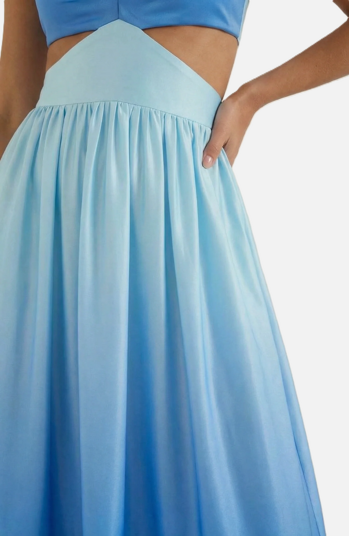 Womens Maxi Dress Cut-Out Backless Tiered Style