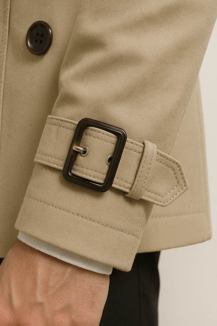 Men's Classic Tailored Wool Blend Belted Trench Coat