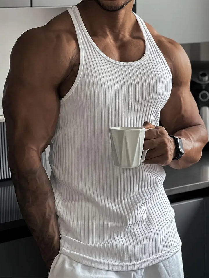 Mens Slim Fit Tank Top Ribbed Sleeveless - Clovrio