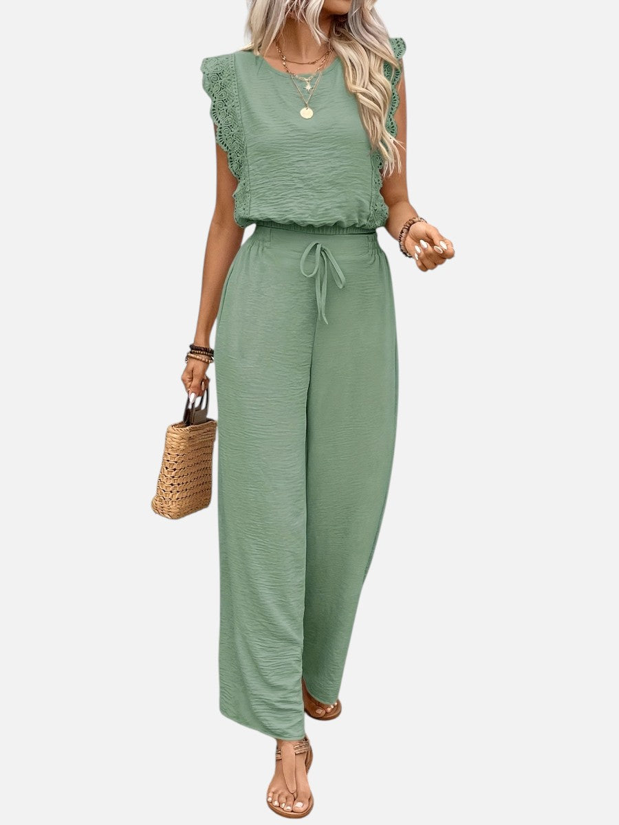 Women's Casual Relaxed Top and Wide Leg Trousers Set
