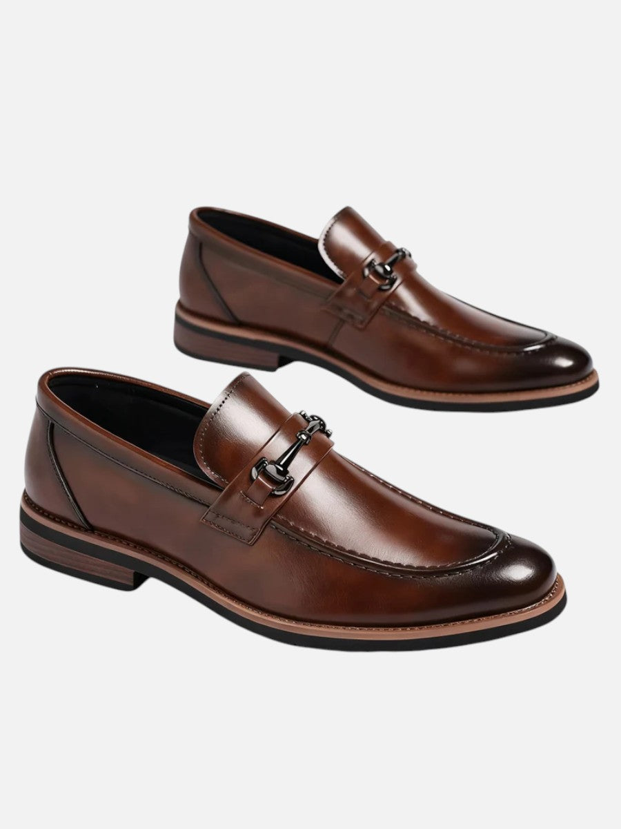 Men's Classic Polished Leather Slip-On Loafers