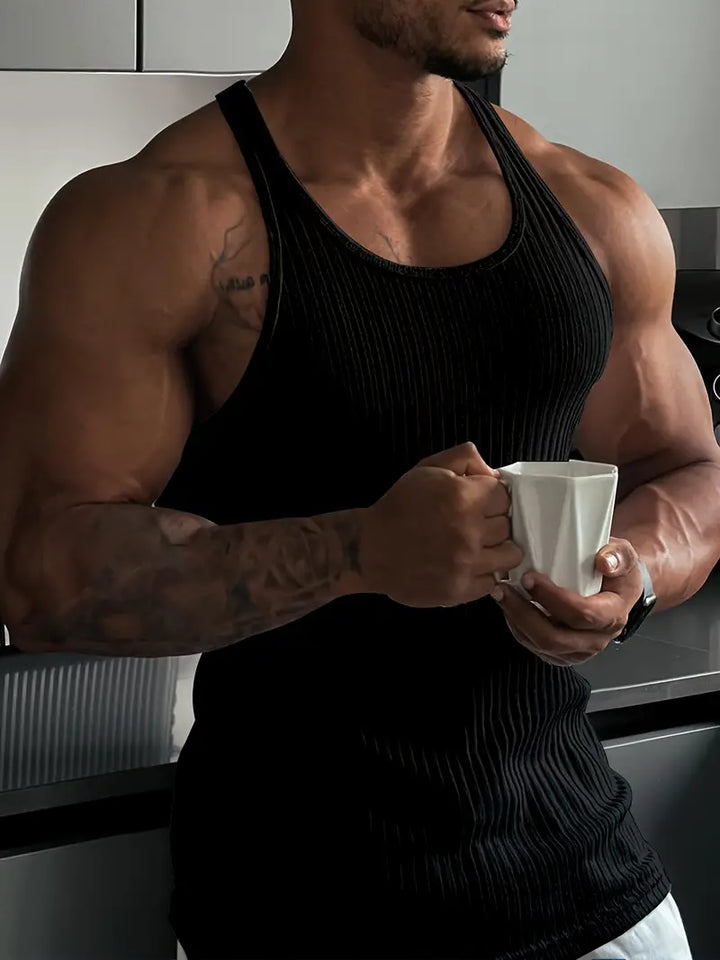 Mens Slim Fit Tank Top Ribbed Sleeveless