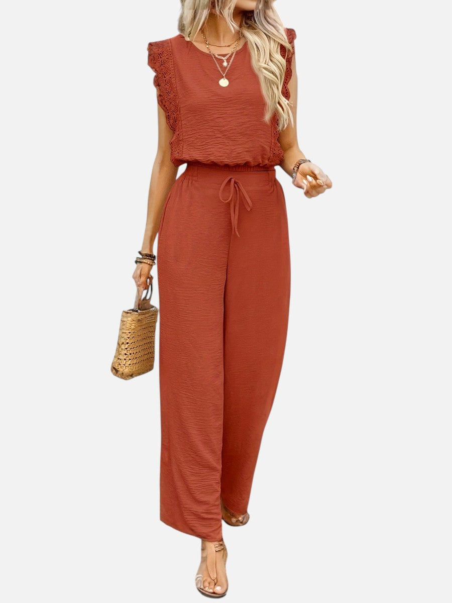 Women's Casual Relaxed Top and Wide Leg Trousers Set