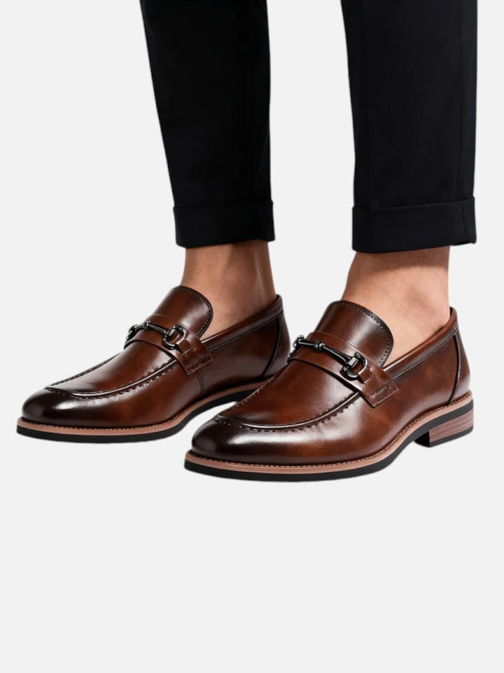 Men's Classic Polished Leather Slip-On Loafers