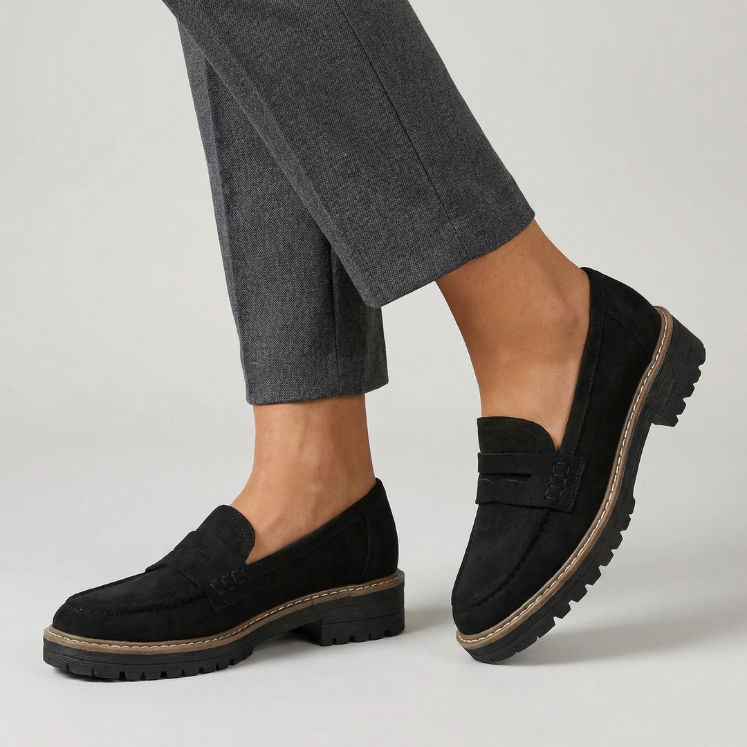 Women's Classic Leather Look Comfort Loafers