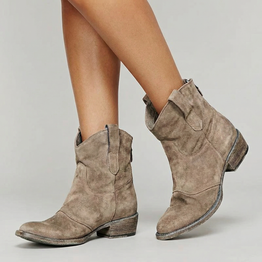 Women's Classic Leather Look Western Ankle Boots