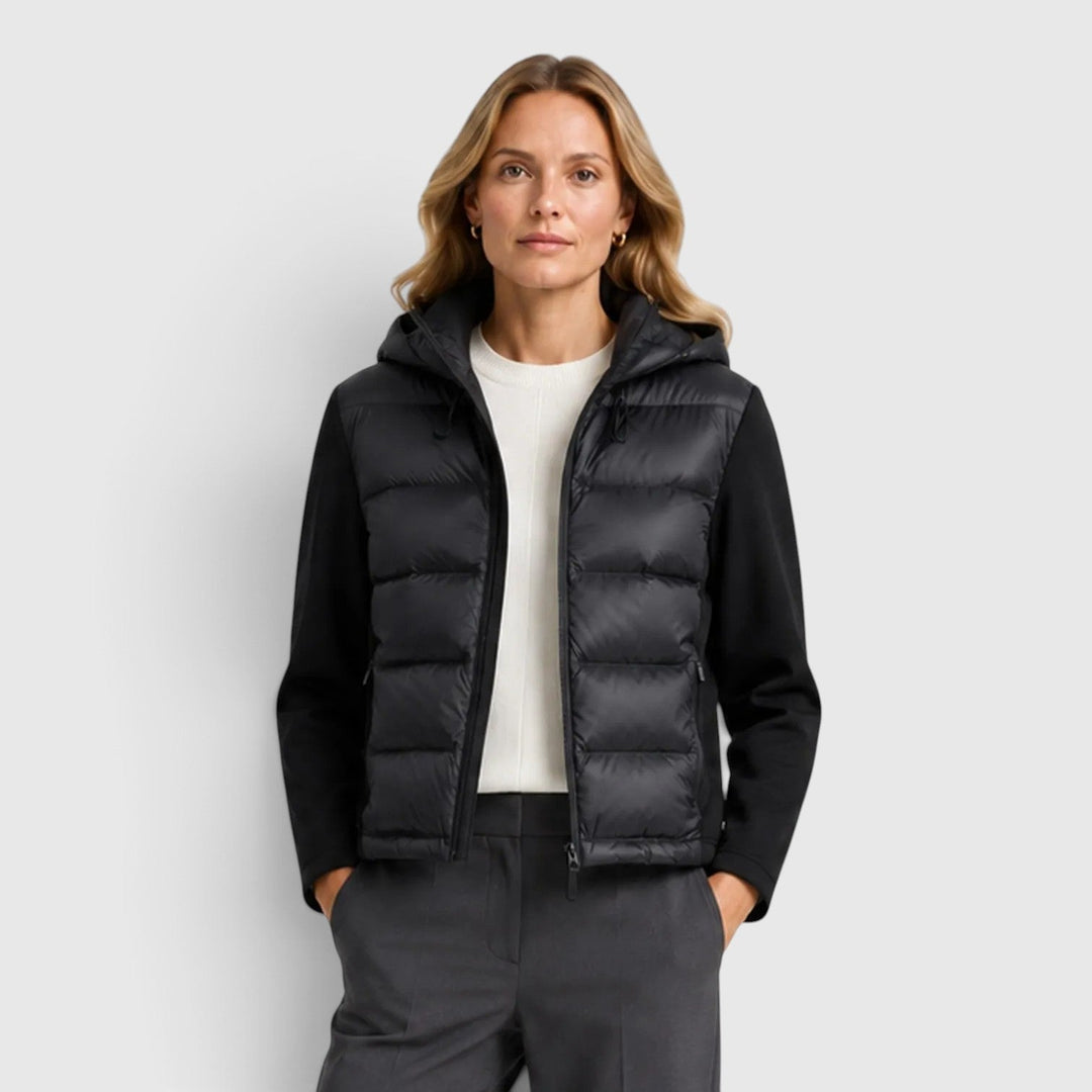 Women's Fitted Hooded Puffer Jacket with Zip-Up Closure