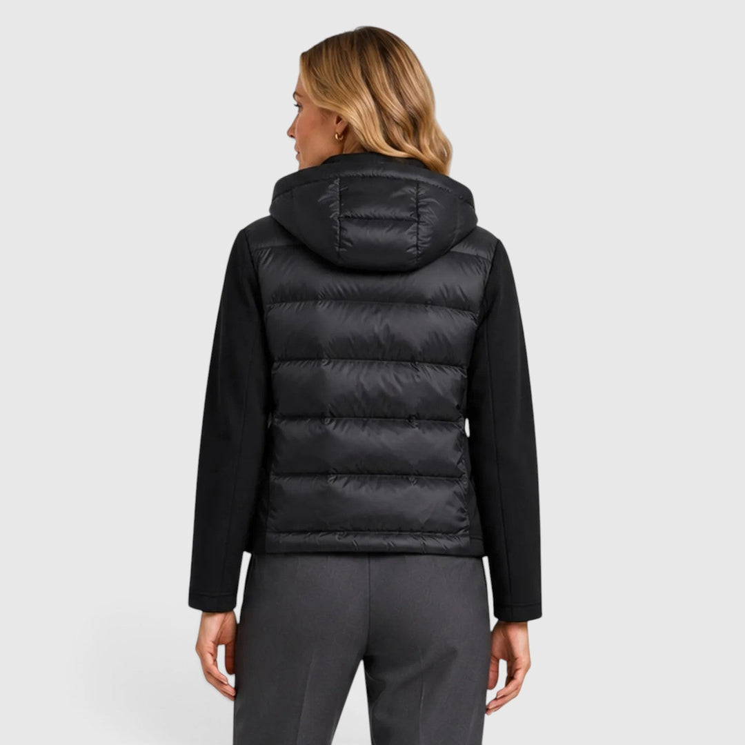 Women's Fitted Hooded Puffer Jacket with Zip-Up Closure