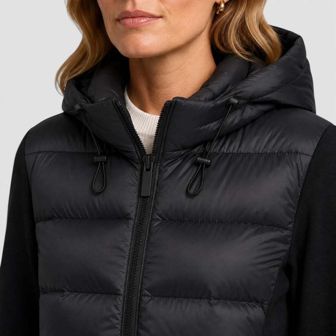 Women's Fitted Hooded Puffer Jacket with Zip-Up Closure