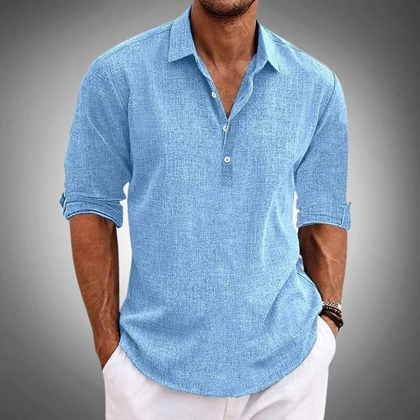 Mens Polo Shirt Linen Lightweight Short Sleeve - Clovrio
