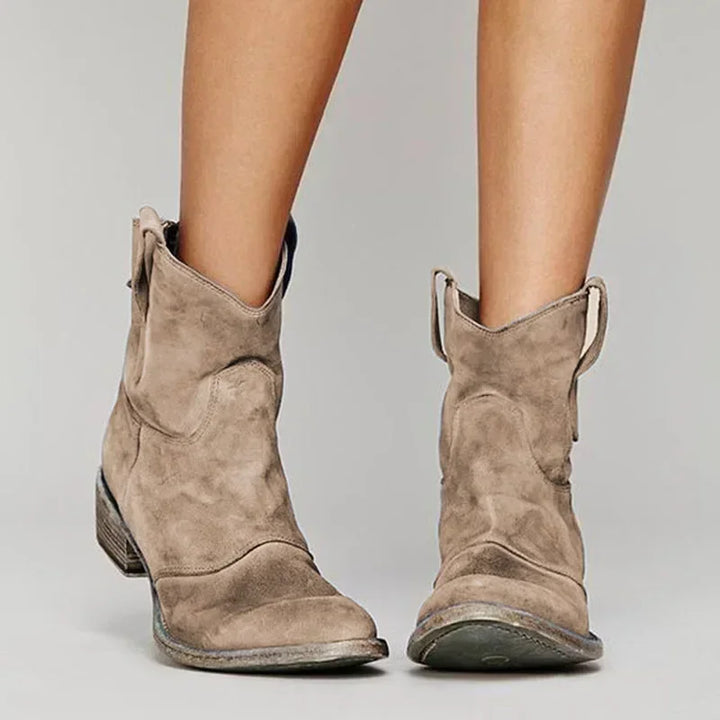 Women's Classic Leather Look Western Ankle Boots