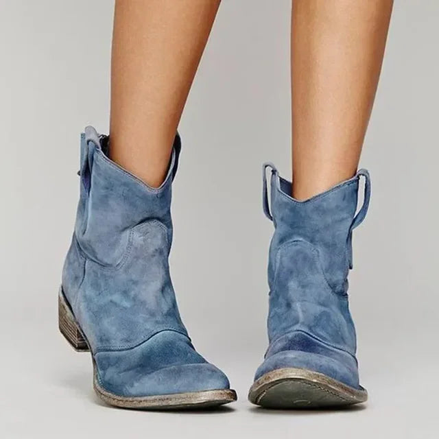 Women's Classic Leather Look Western Ankle Boots