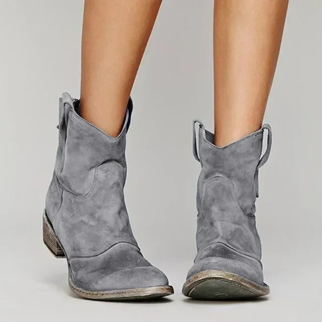Women's Classic Leather Look Western Ankle Boots