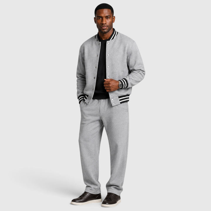 Men's Casual Lightweight Bomber Jacket and Trousers Set