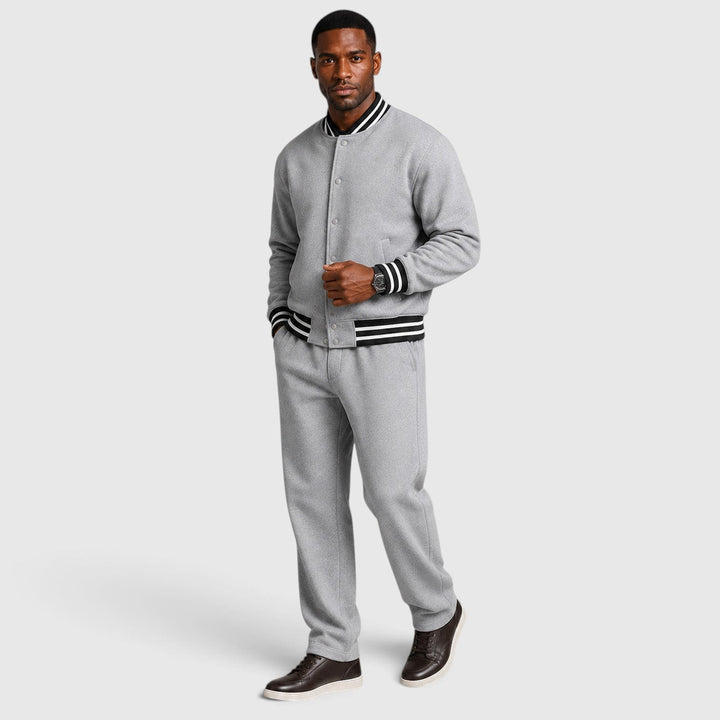 Men's Casual Lightweight Bomber Jacket and Trousers Set