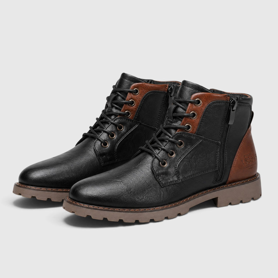 Men's Classic Leather Ankle Boots with Side Zip
