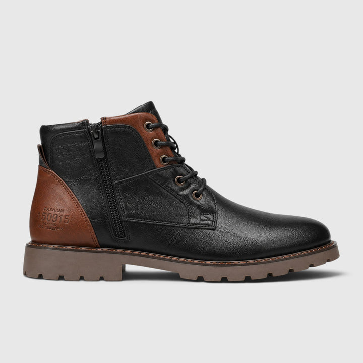 Men's Classic Leather Ankle Boots with Side Zip