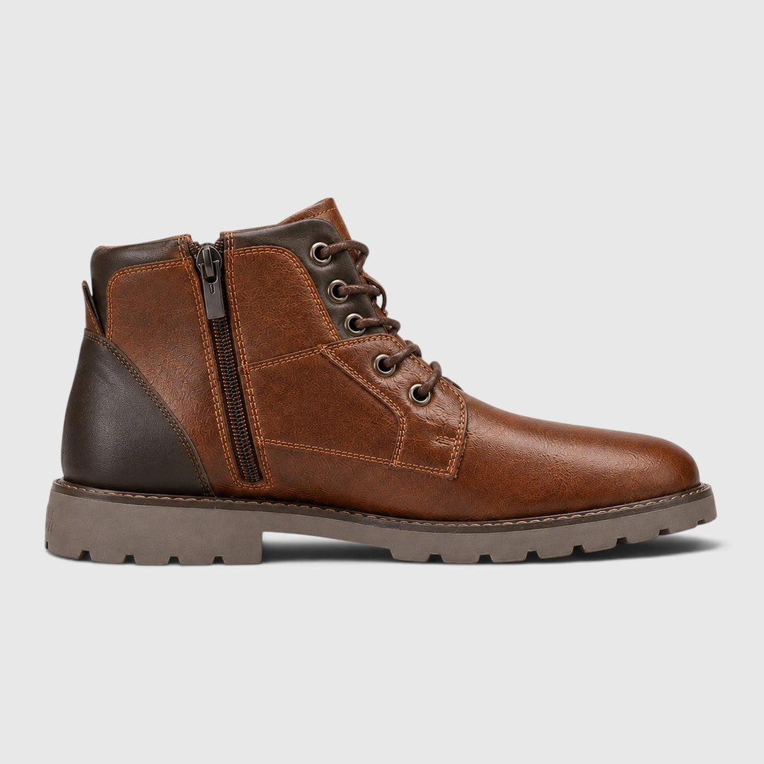 Men's Classic Leather Ankle Boots with Side Zip