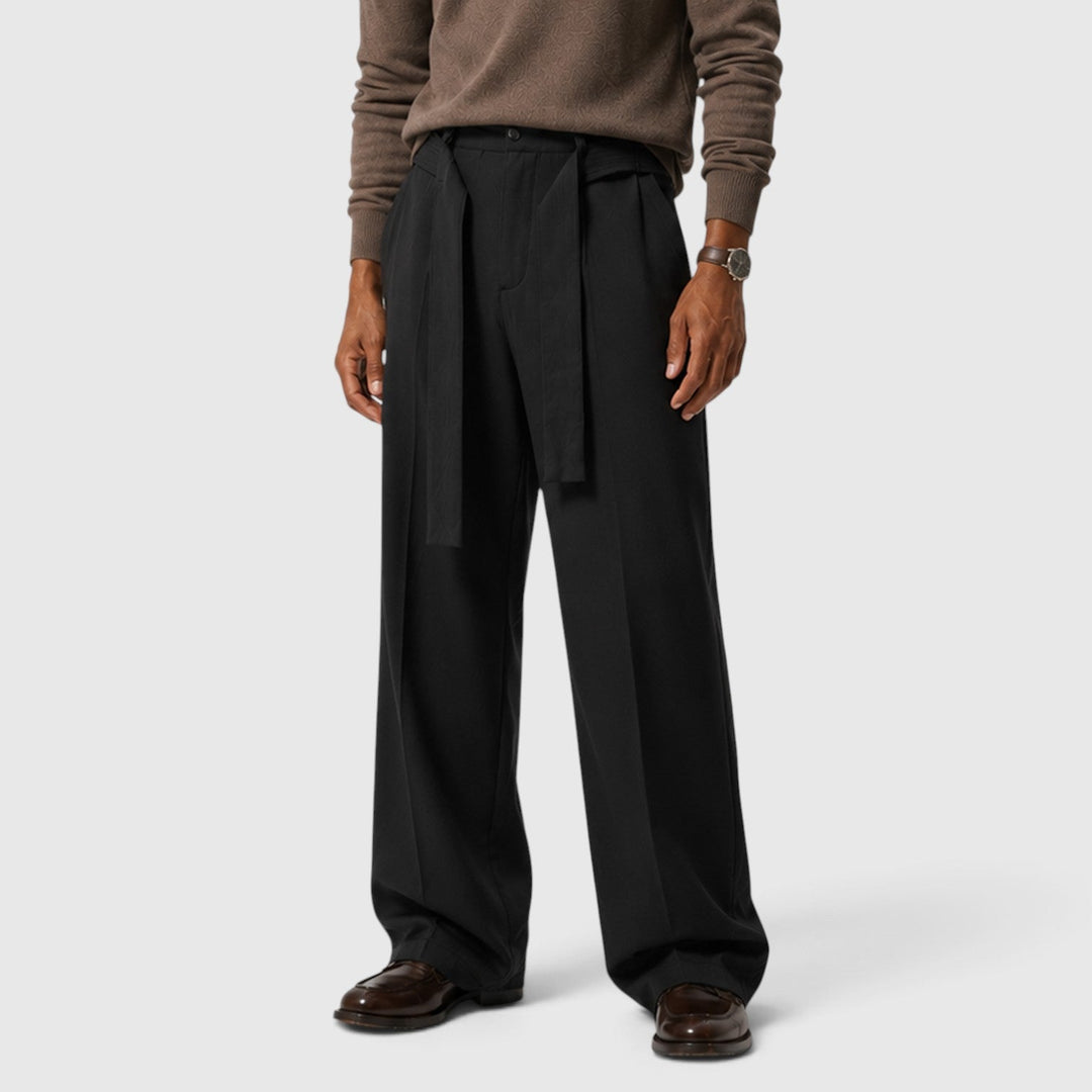 Men's Classic Loose Fit Wool Blend Suit Trousers