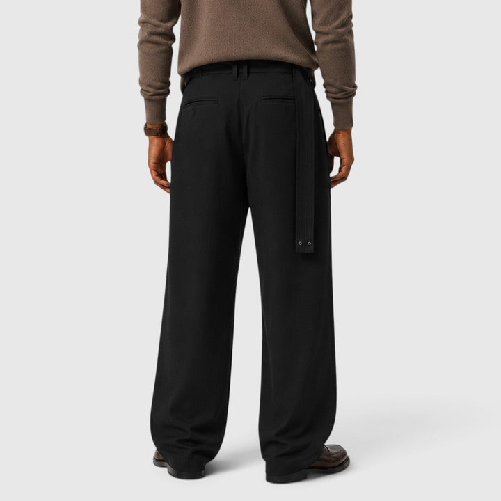Men's Classic Loose Fit Wool Blend Suit Trousers