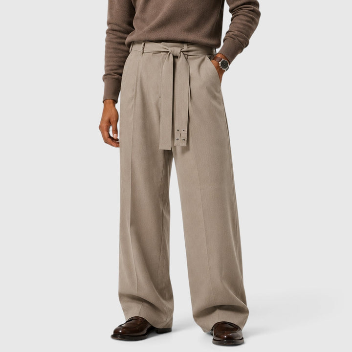 Men's Classic Loose Fit Wool Blend Suit Trousers