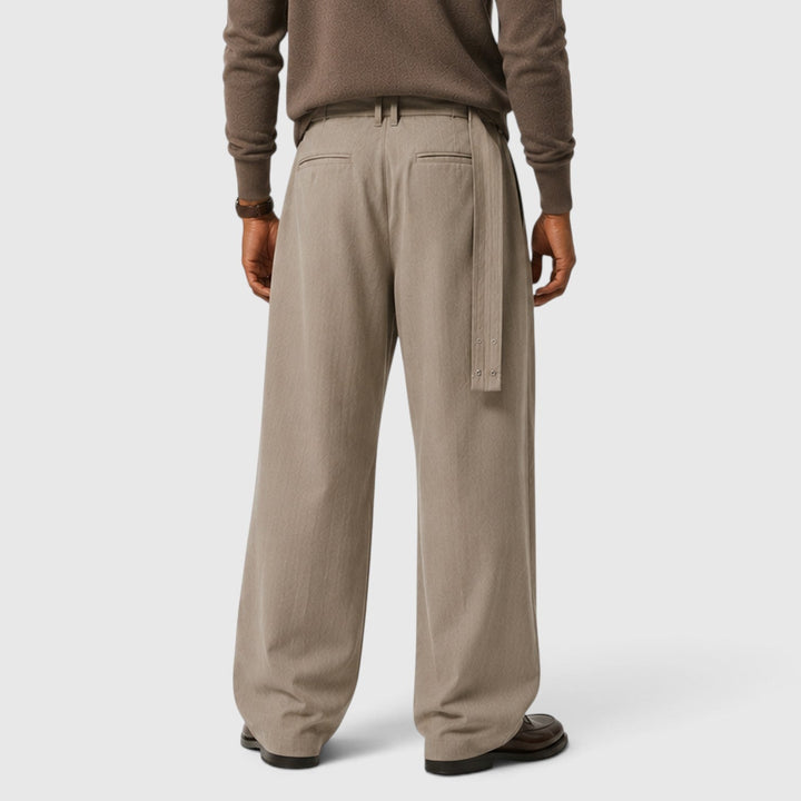 Men's Classic Loose Fit Wool Blend Suit Trousers