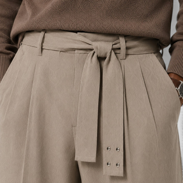 Men's Classic Loose Fit Wool Blend Suit Trousers