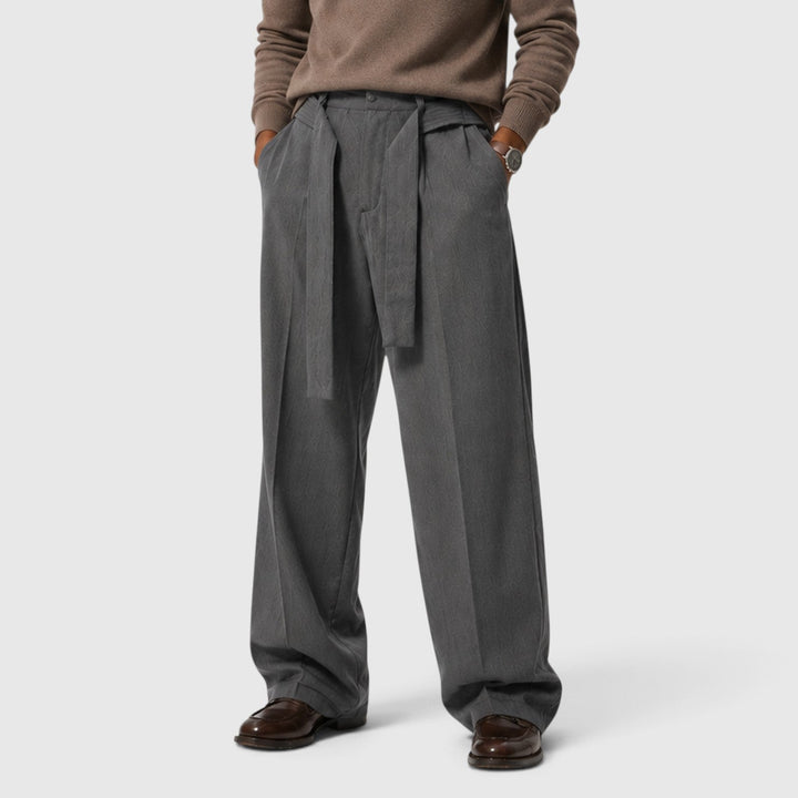 Men's Classic Loose Fit Wool Blend Suit Trousers