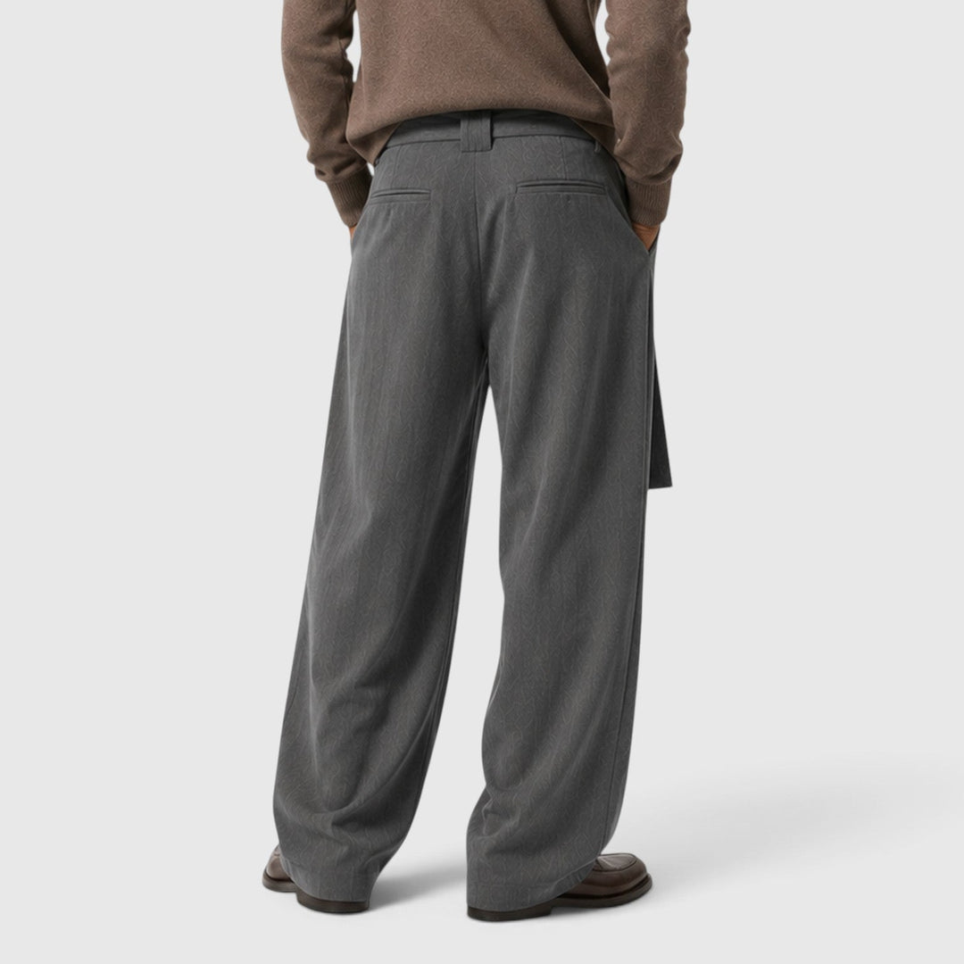 Men's Classic Loose Fit Wool Blend Suit Trousers