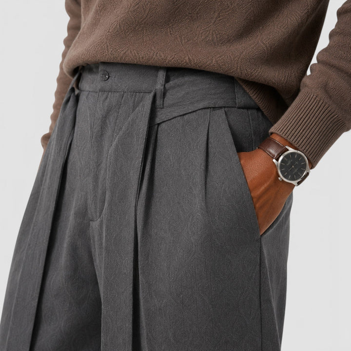 Men's Classic Loose Fit Wool Blend Suit Trousers