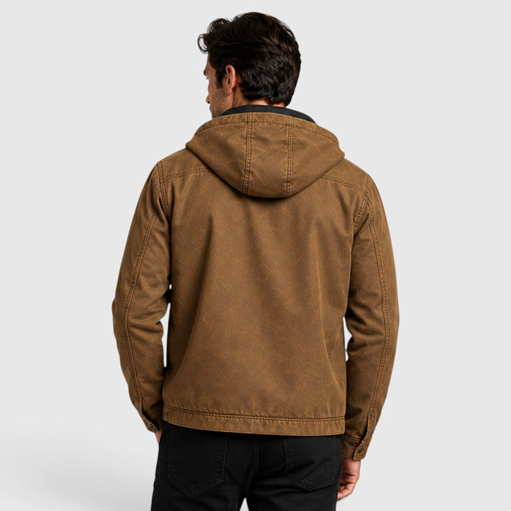 Men's Classic Zip-Up Hooded Jacket with Chest Pocket