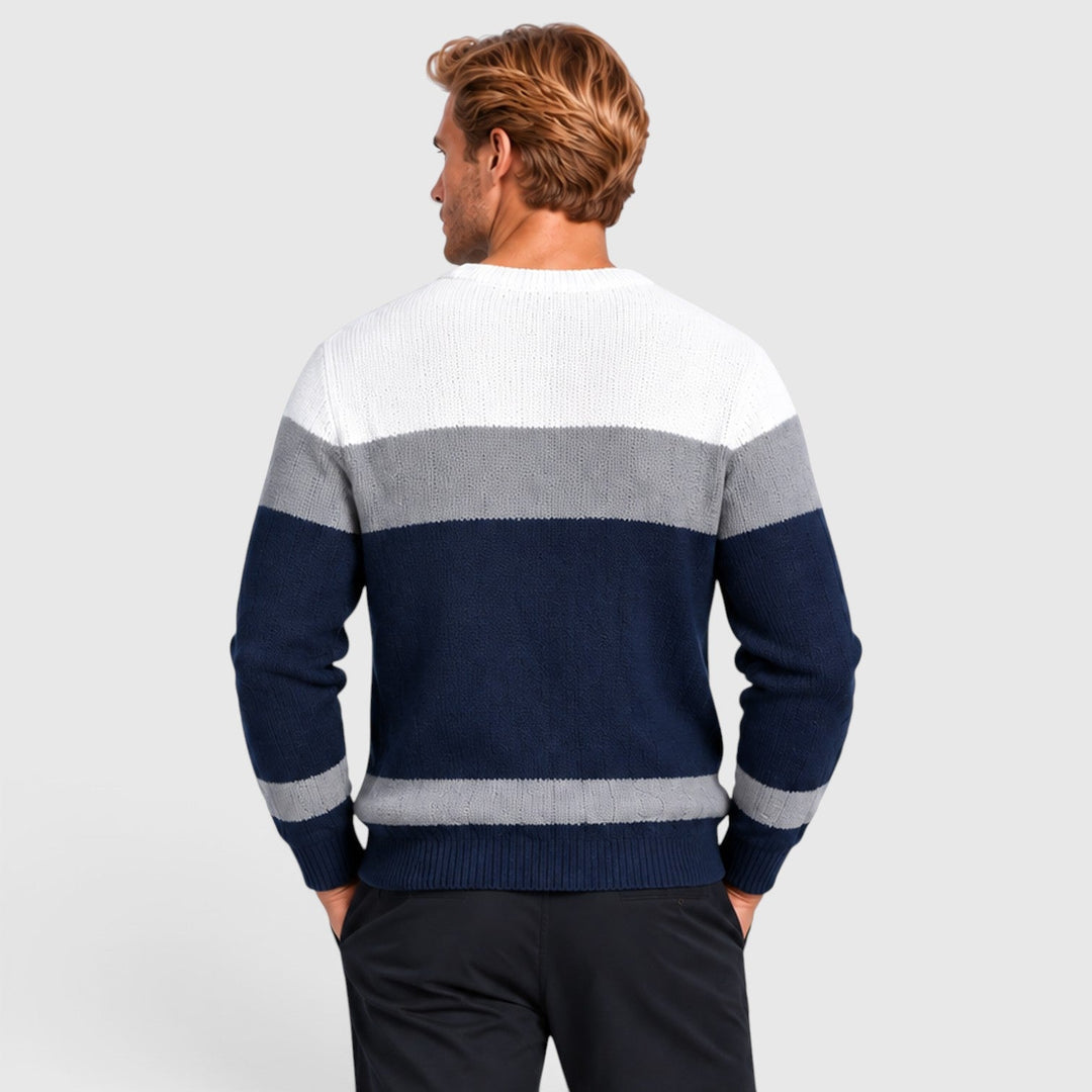 Men's Casual Cable Knit Colour Block Sweater