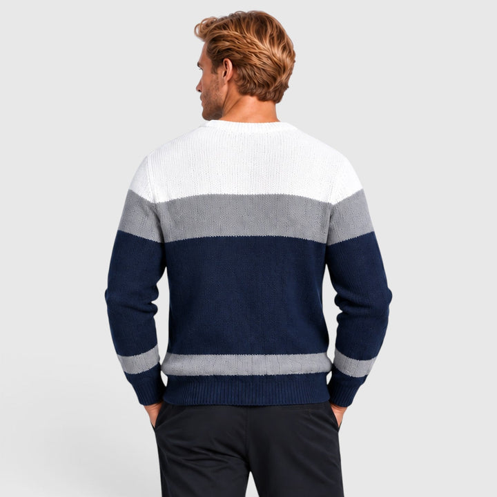 Men's Casual Cable Knit Colour Block Sweater