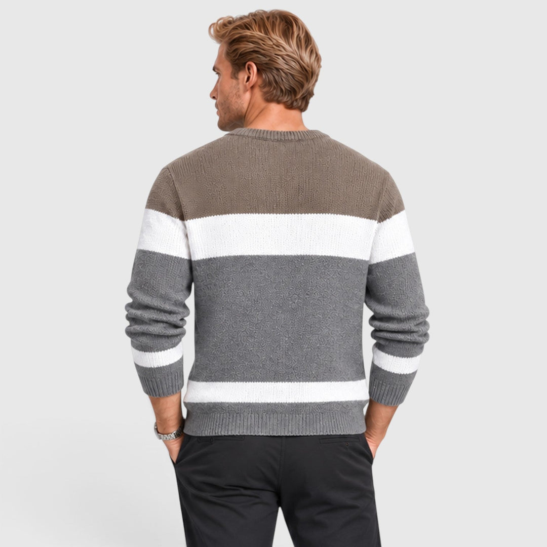 Men's Casual Cable Knit Colour Block Sweater