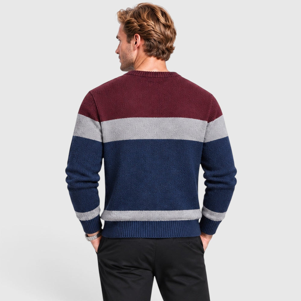 Men's Casual Cable Knit Colour Block Sweater
