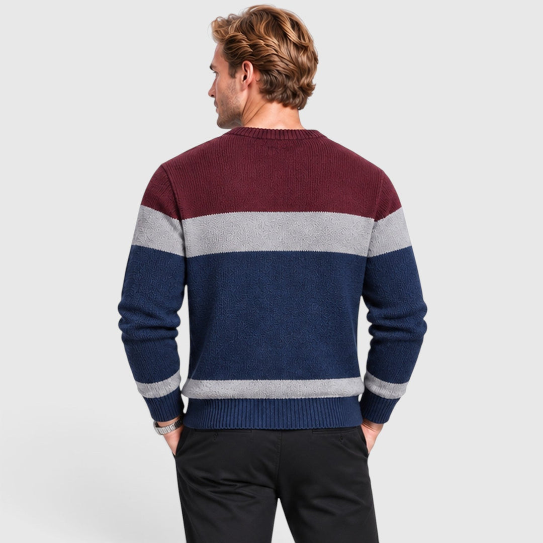 Men's Casual Cable Knit Colour Block Sweater